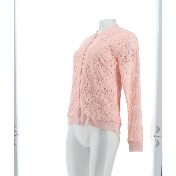 Isaac Mizrahi Lace Bomber Jacket Rosewater A485790I - Picture 2 of 9